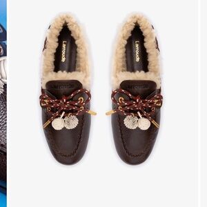 NWWT Larroude Brown Shearling Loafers